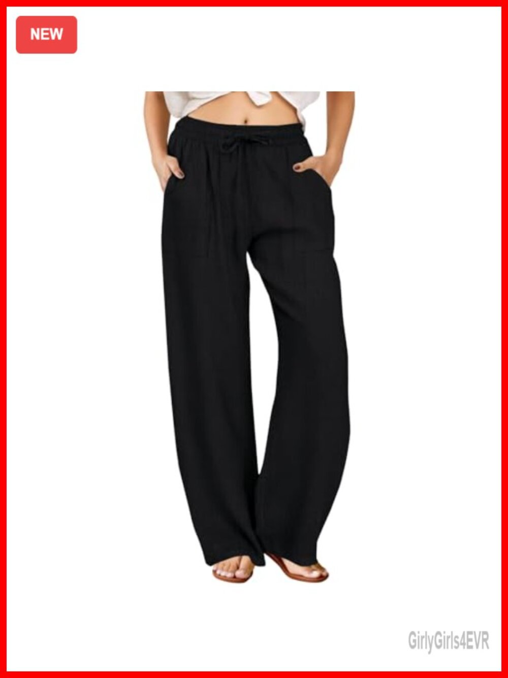 Women's Linen Blend Drawstring Wide Leg Palazzo Pants